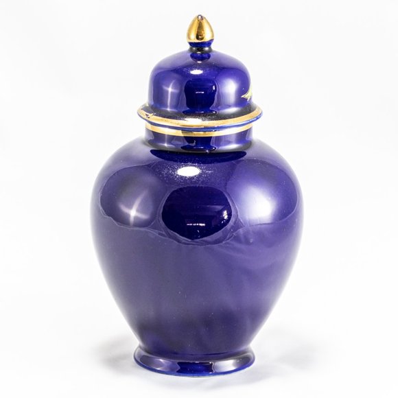 Ardco Vintage Japanese Porcelain Urn – Cobalt Blue & Gold Peacock Ginger Jar - Picture 4 of 6